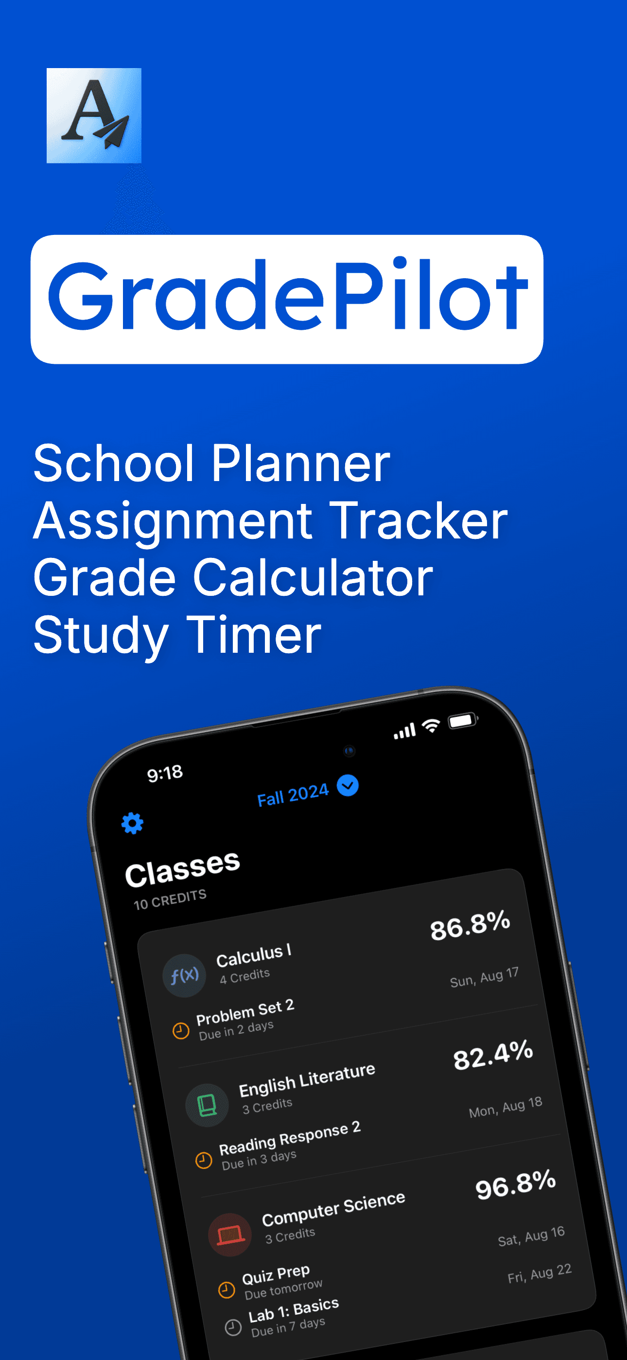 GradePilot assignment tracker view