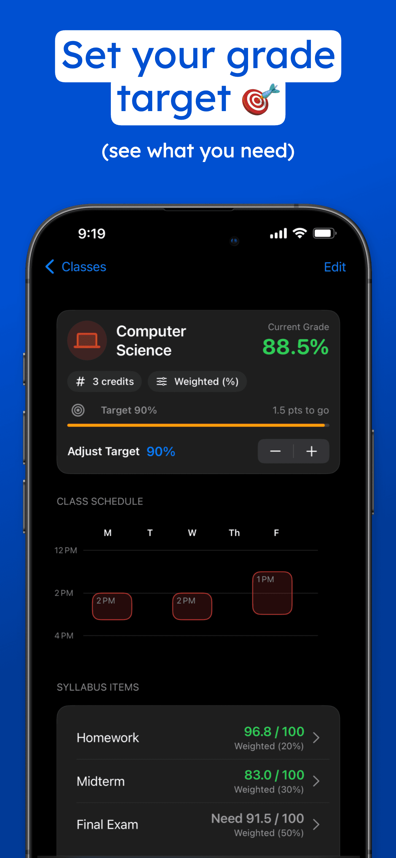GradePilot GPA overview